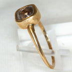 10K Yellow Gold 0.55ct Rustic Brown Diamond Bezel Solitaire Ring - Size 5