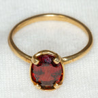 Yellow Gold 7x9mm Oval Dark Red Garnet Solitaire Ring - Size 5.5