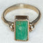 Artisan 925 Silver Rectangular Emerald Ring - Size 6.75