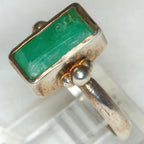 Artisan 925 Silver Rectangular Emerald Ring - Size 6.75