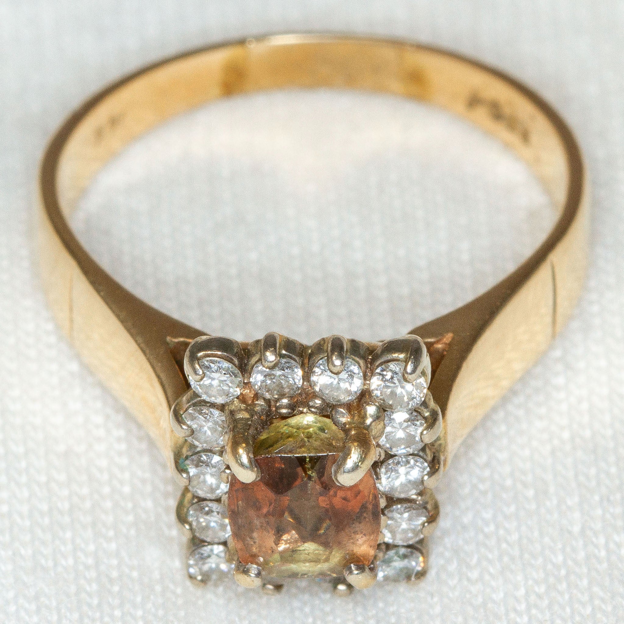 14K Yellow Gold Andalusite and Diamond Halo Ring Main image