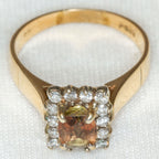 14K Yellow Gold Andalusite and Diamond Halo Ring