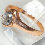 10K Rose Gold 1ct Antique-Cut Salt & Pepper Diamond Solitaire Ring - Size 7.5