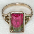 Artisan Sterling Silver Watermelon Tourmaline Ring - Size 8