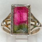Artisan Sterling Silver Watermelon Tourmaline Ring - Size 8