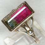 Artisan Sterling Silver Watermelon Tourmaline Ring - Size 8