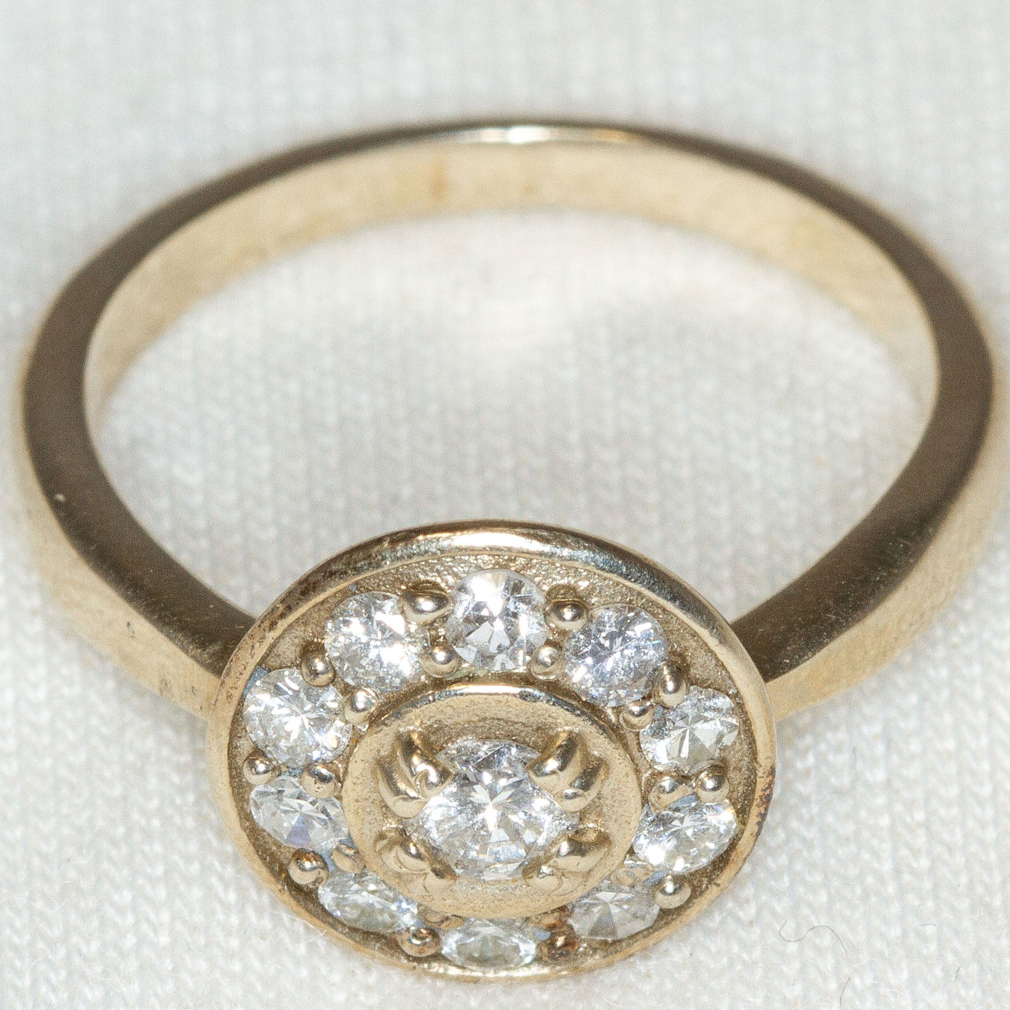 14k Yellow Gold Cluster Diamond Ring, 0.50ctw - Size 6