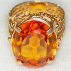 Vintage 14k Yellow Gold Synthetic Citrine Statement Ring - Size 6.5