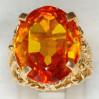 Vintage 14k Yellow Gold Synthetic Citrine Statement Ring - Size 6.5