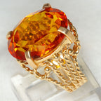 Vintage 14k Yellow Gold Synthetic Citrine Statement Ring - Size 6.5