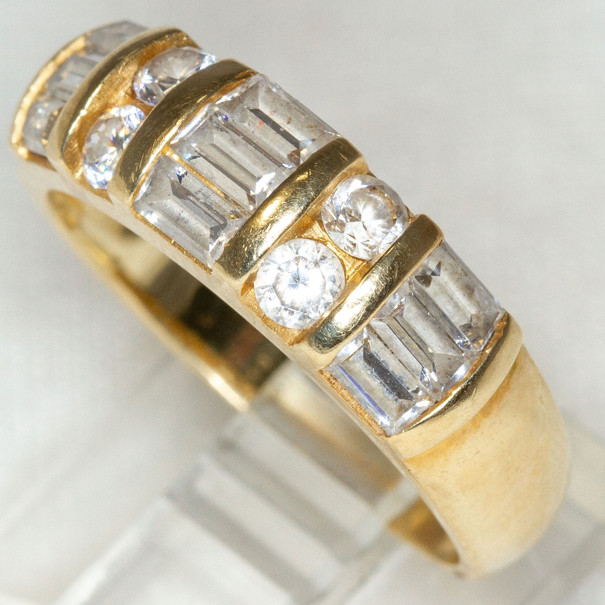 14k Yellow Gold Multi-Stone CZ Band - Size 6 3/4