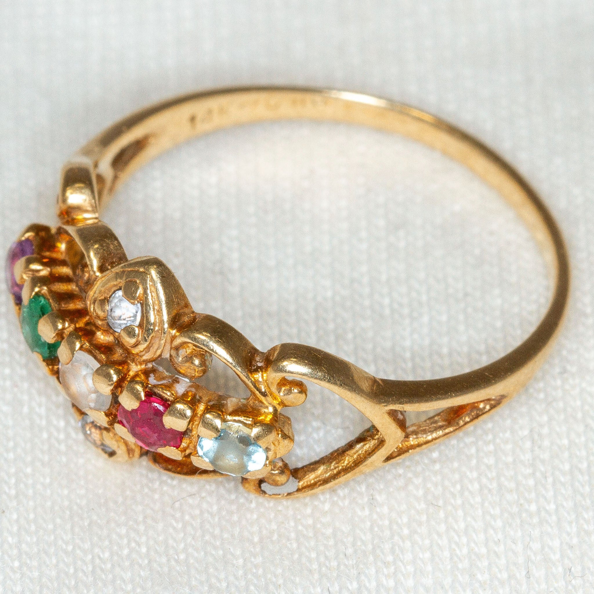 14k Yellow Gold Multi-Gemstone Family Ring - Customizable