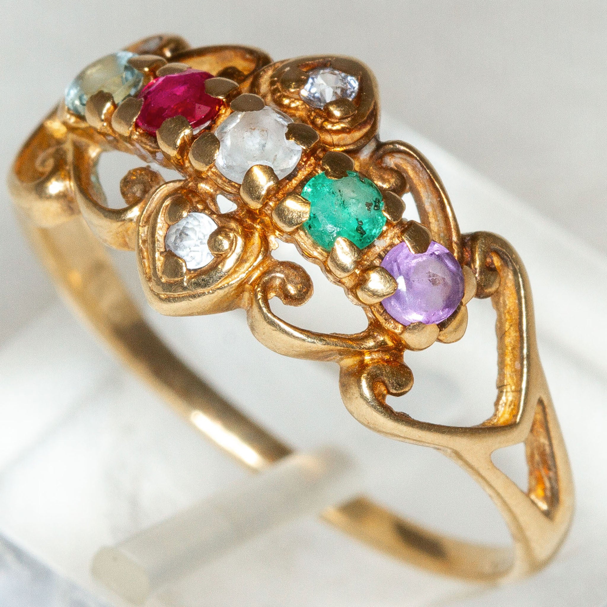 14k Yellow Gold Multi-Gemstone Family Ring - Customizable