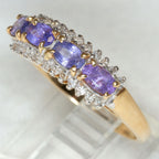 14k Yellow Gold Tanzanite and Diamond Multi-Stone Ring - Size 8