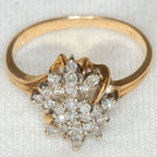 14k Yellow Gold Diamond Cluster Ring - .40tcw, Size 5 1/4