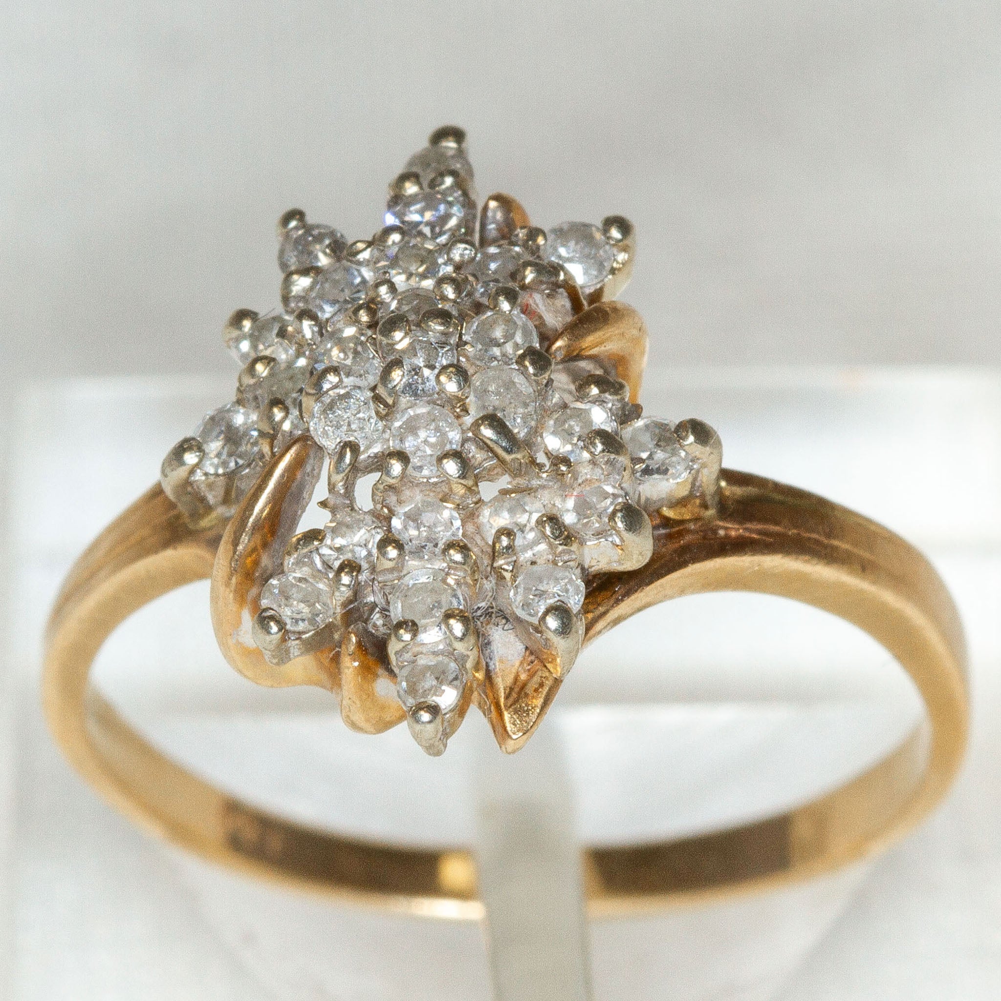 14k Yellow Gold Diamond Cluster Ring - .40tcw, Size 5 1/4 Secondary image