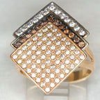 14k Yellow Gold Geometric Multi-Tone CZ Statement Ring - size 7.5