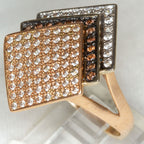 14k Yellow Gold Geometric Multi-Tone CZ Statement Ring - size 7.5