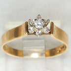 14k Yellow Gold Diamond Cluster Ring - .16ctw, Size 6