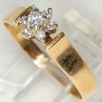 14k Yellow Gold Diamond Cluster Ring - .16ctw, Size 6