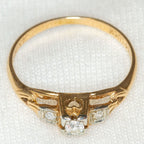 Vintage 14k Yellow Gold Diamond Three-Stone Ring - .032ctw, Size 2 3/4