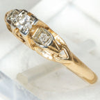 Vintage 14k Yellow Gold Diamond Three-Stone Ring - .032ctw, Size 2 3/4