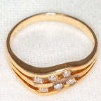 14k Yellow Gold Wave Diamond Ring - Size 6