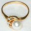 14k Yellow Gold Pearl and Diamond Accent Ring - Size 8