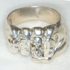 Sterling Silver Skull Fist Statement Ring - Size 11
