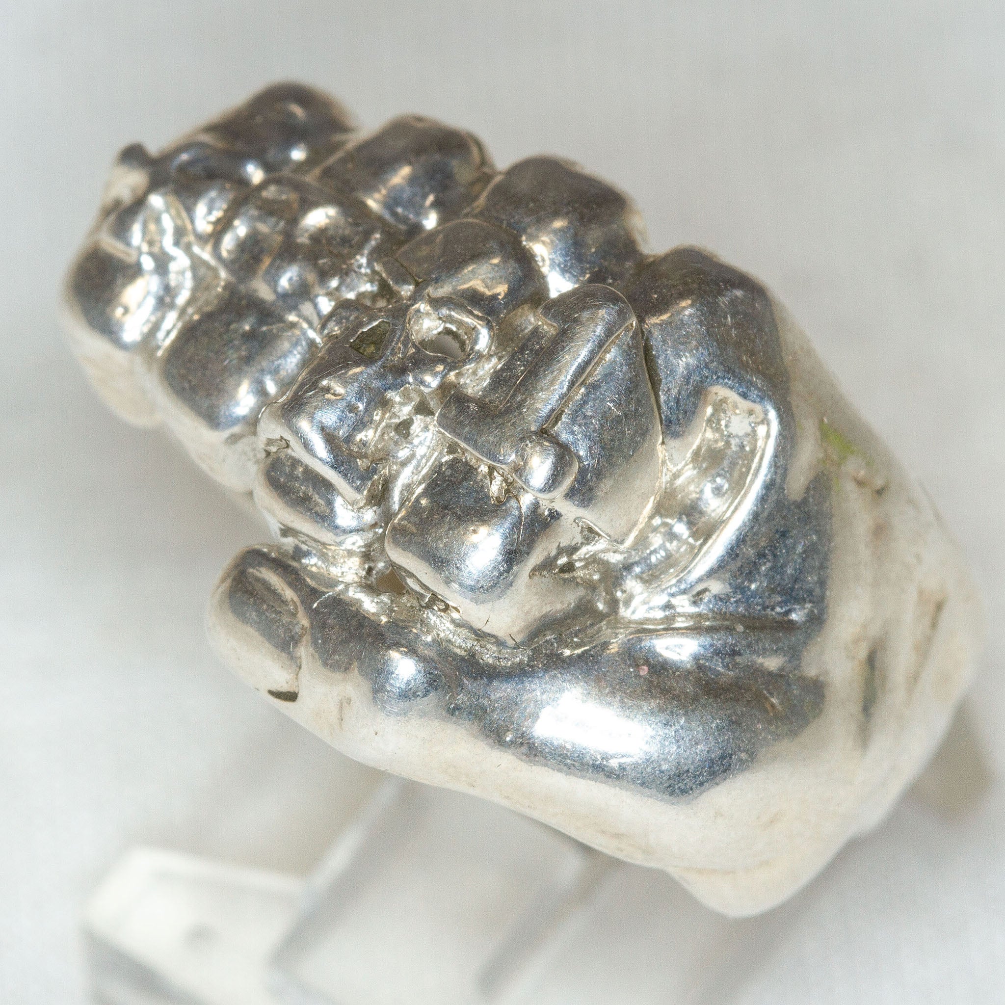 Sterling Silver Skull Fist Statement Ring - Size 11