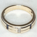 Vera Wang 14k White Gold Princess-Cut Diamond and Sapphire Band - Size 11