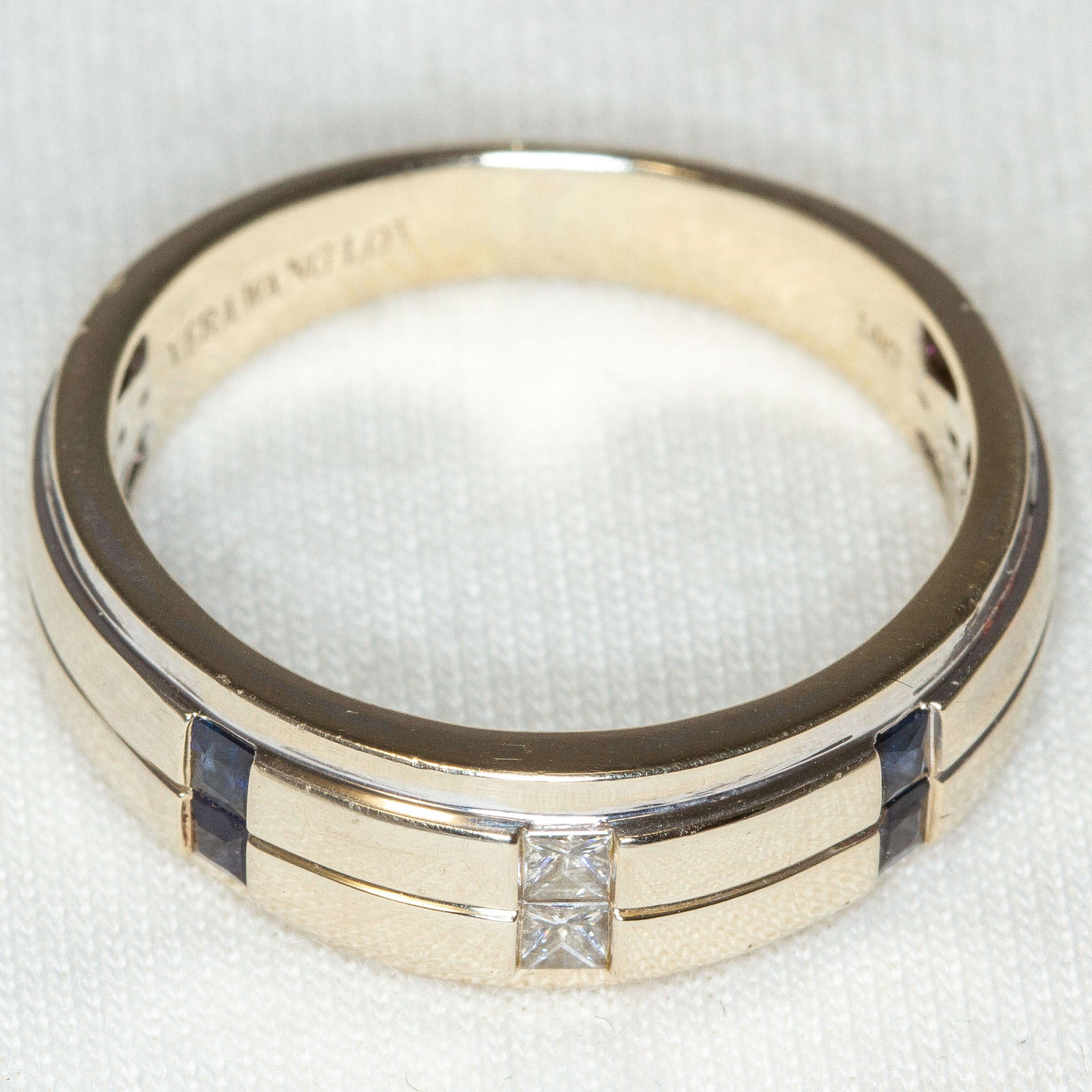 Vera Wang 14k White Gold Princess-Cut Diamond and Sapphire Band - Size 11