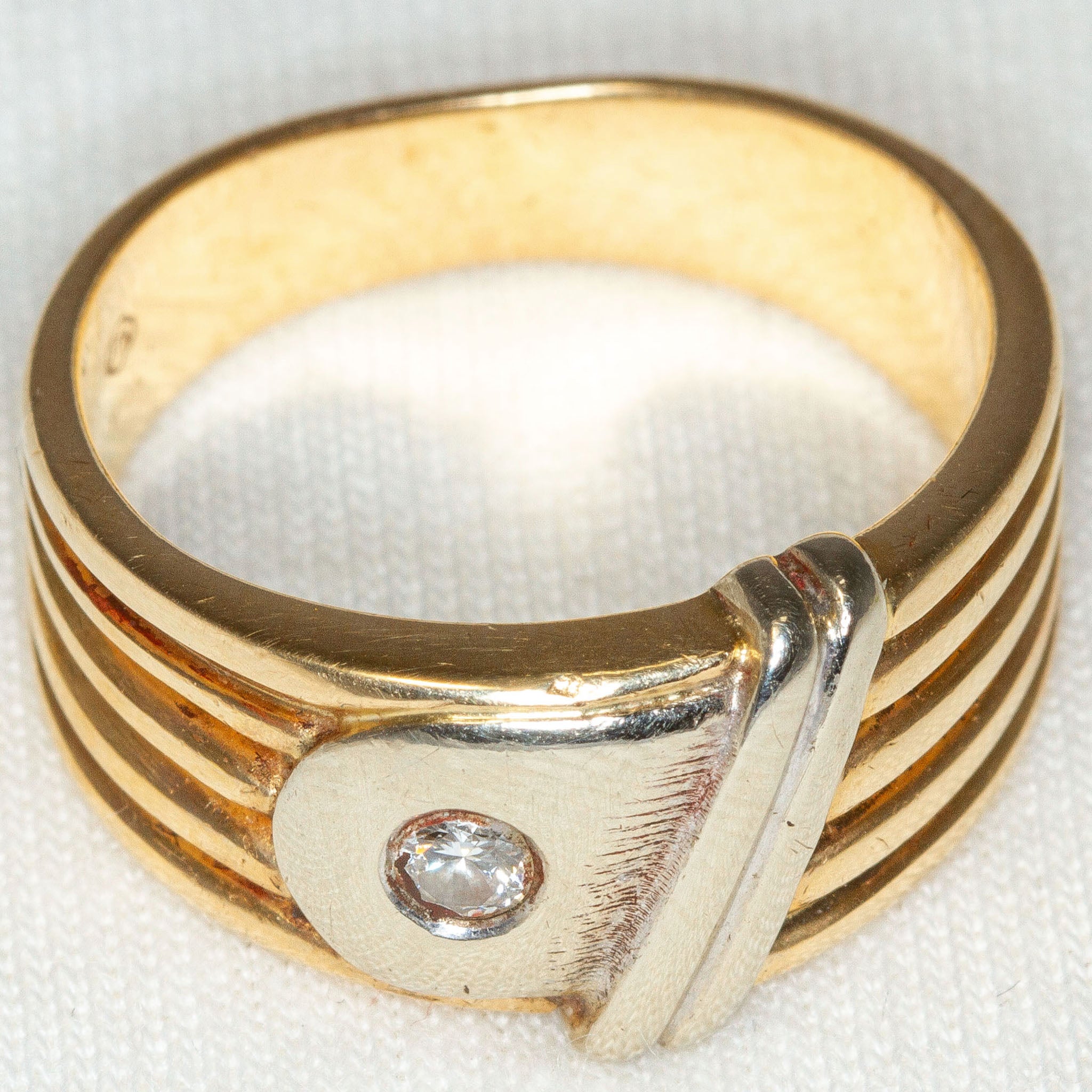Two-Tone 14k Yellow and White Gold Diamond Statement Ring - Size 7 Main image