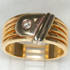 Two-Tone 14k Yellow and White Gold Diamond Statement Ring - Size 7