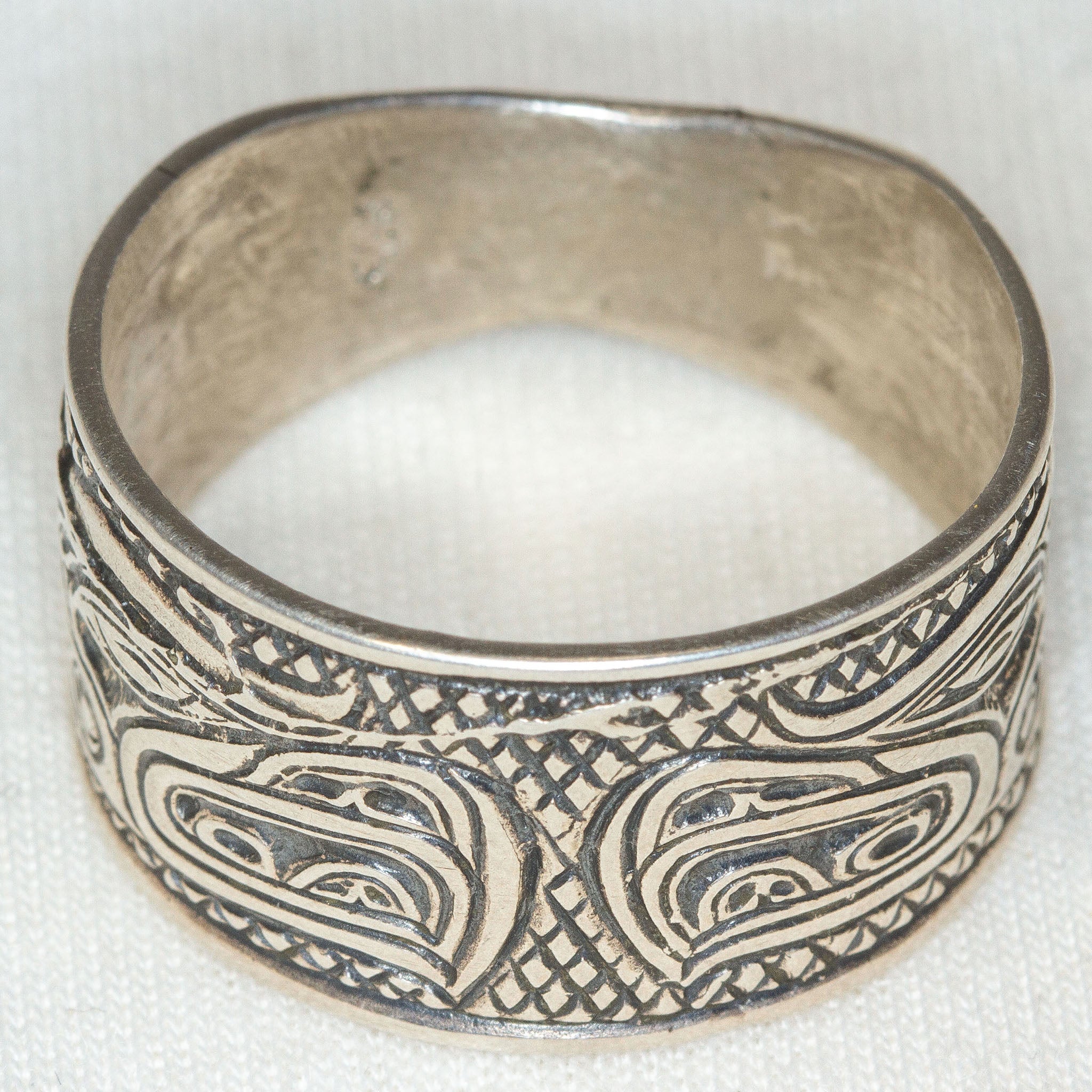 Sterling Silver First Nations Totem Band - Size 13