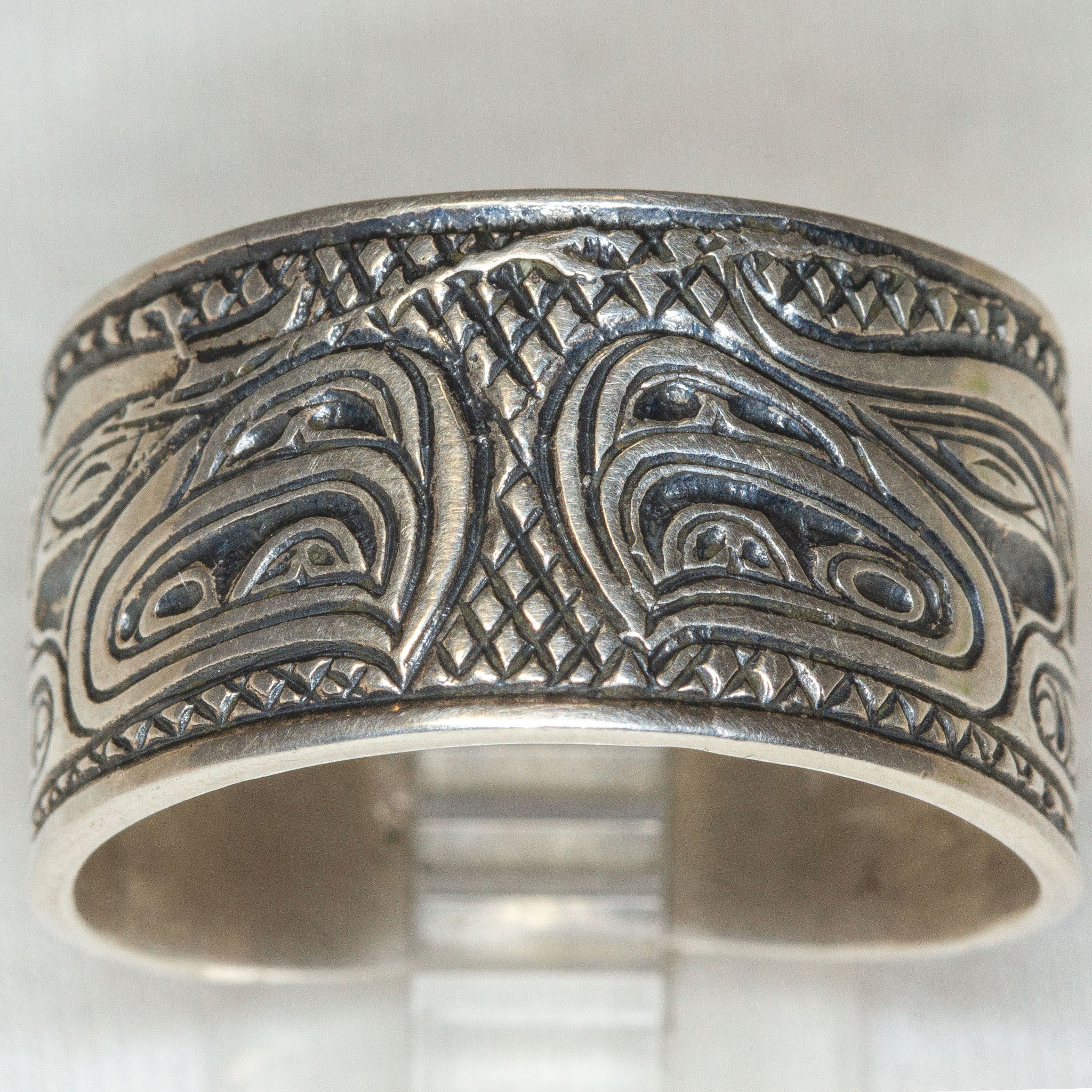 Sterling Silver First Nations Totem Band - Size 13