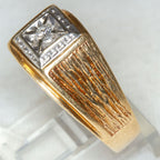 Vintage 10k Yellow Gold Men's Diamond Statement Ring - Size 8 1/2