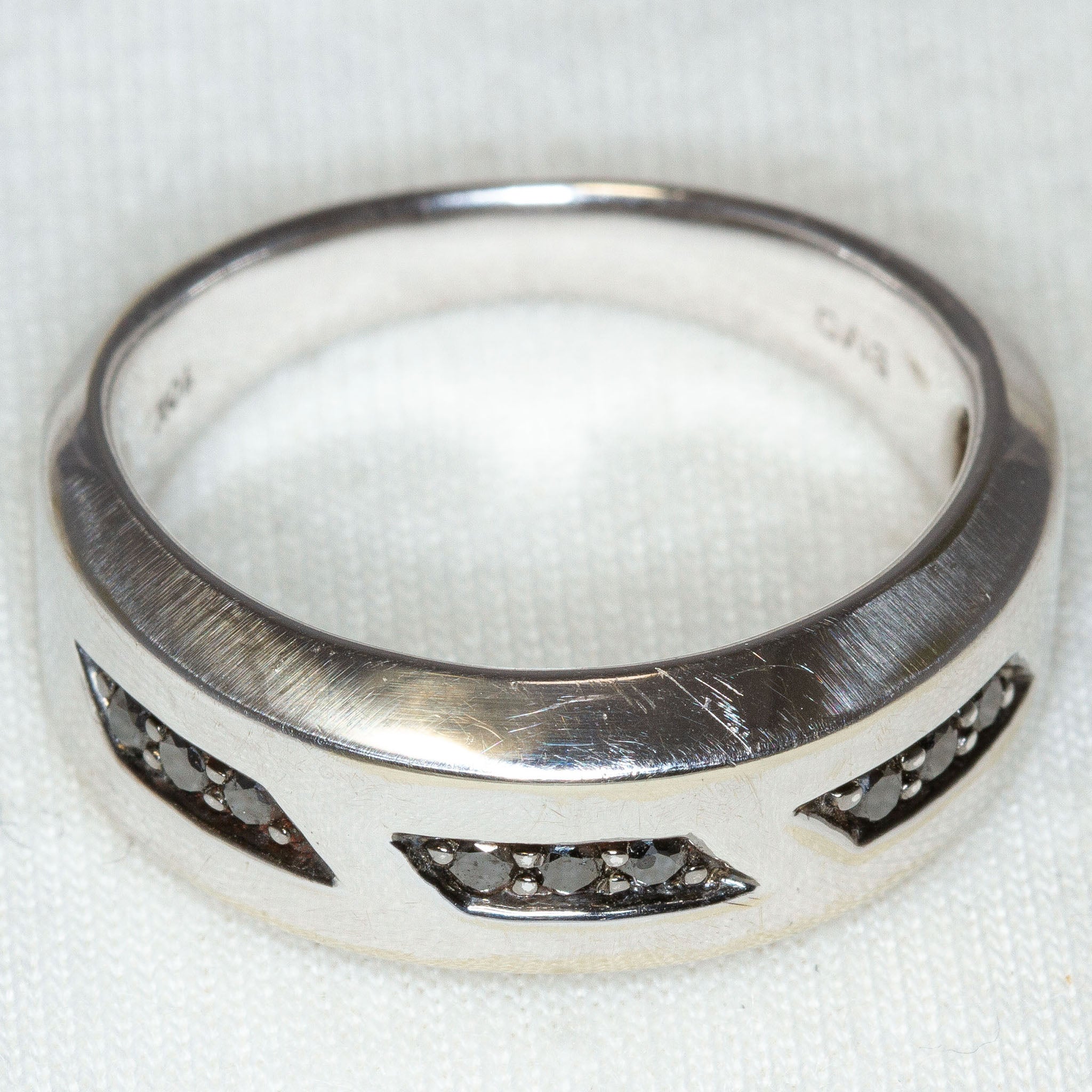 10k White Gold Black Diamond Band - Size 10 1/2 Main image
