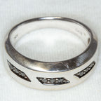 10k White Gold Black Diamond Band - Size 10 1/2