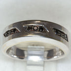 10k White Gold Black Diamond Band - Size 10 1/2