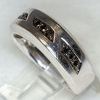 10k White Gold Black Diamond Band - Size 10 1/2