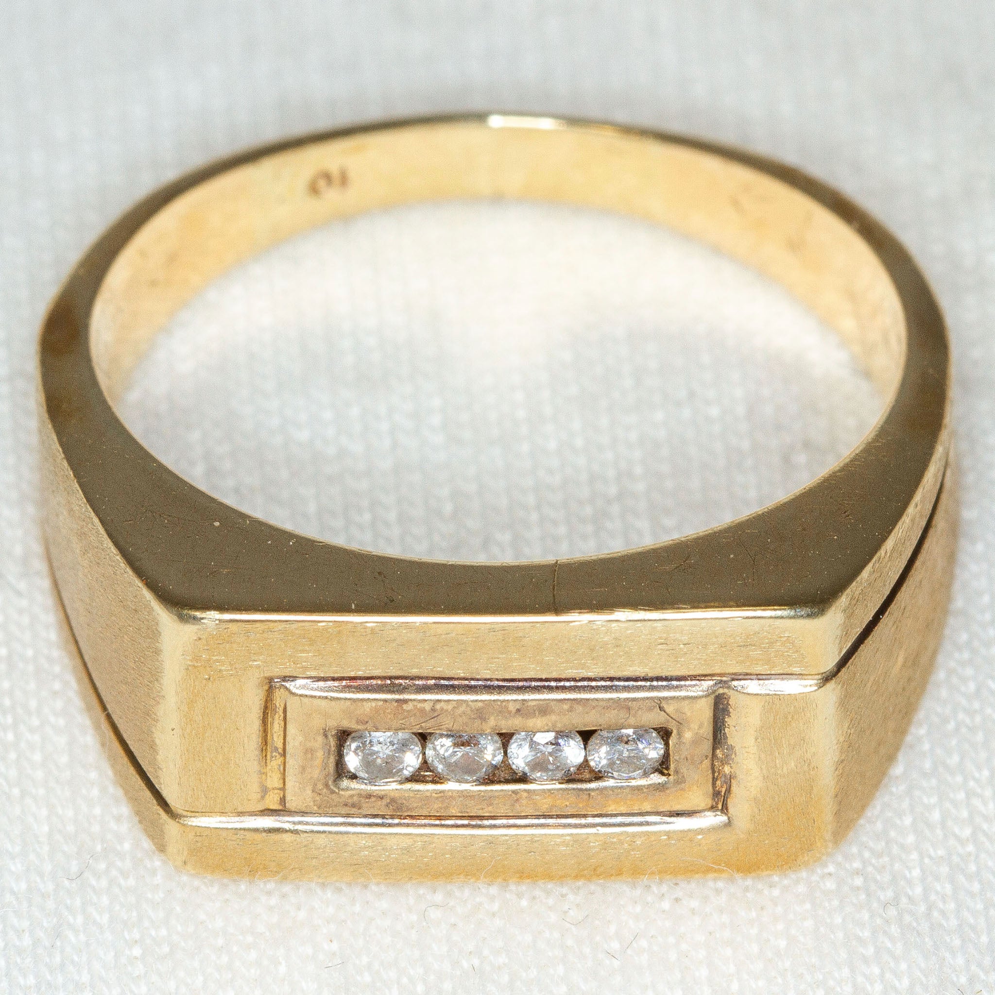 10k Yellow Gold Diamond Channel Set Band - Size 10