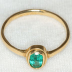 10k Yellow Gold Bezel-Set Gilson Emerald Ring - Size 7