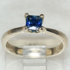 Princess Cut Blue Sapphire Solitaire Ring in 10k Gold