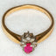 Vintage 10k Yellow Gold Ruby and Diamond Cluster Ring