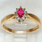 Vintage 10k Yellow Gold Ruby and Diamond Cluster Ring