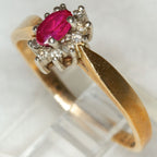 Vintage 10k Yellow Gold Ruby and Diamond Cluster Ring