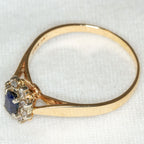 Vintage 14k Gold Sapphire and Diamond Cluster Ring - Size 10