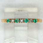 Elegant 10k Gold Emerald and Diamond Alternating Band