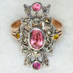 Vintage Victorian-Style Pink Sapphire and Marcasite Ring - 10k Gold